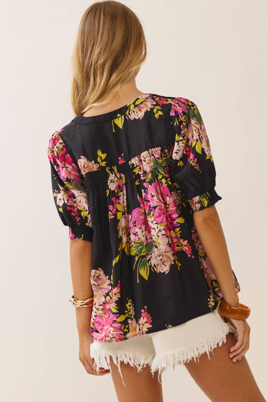 Floral Print Blouse: Black Multi