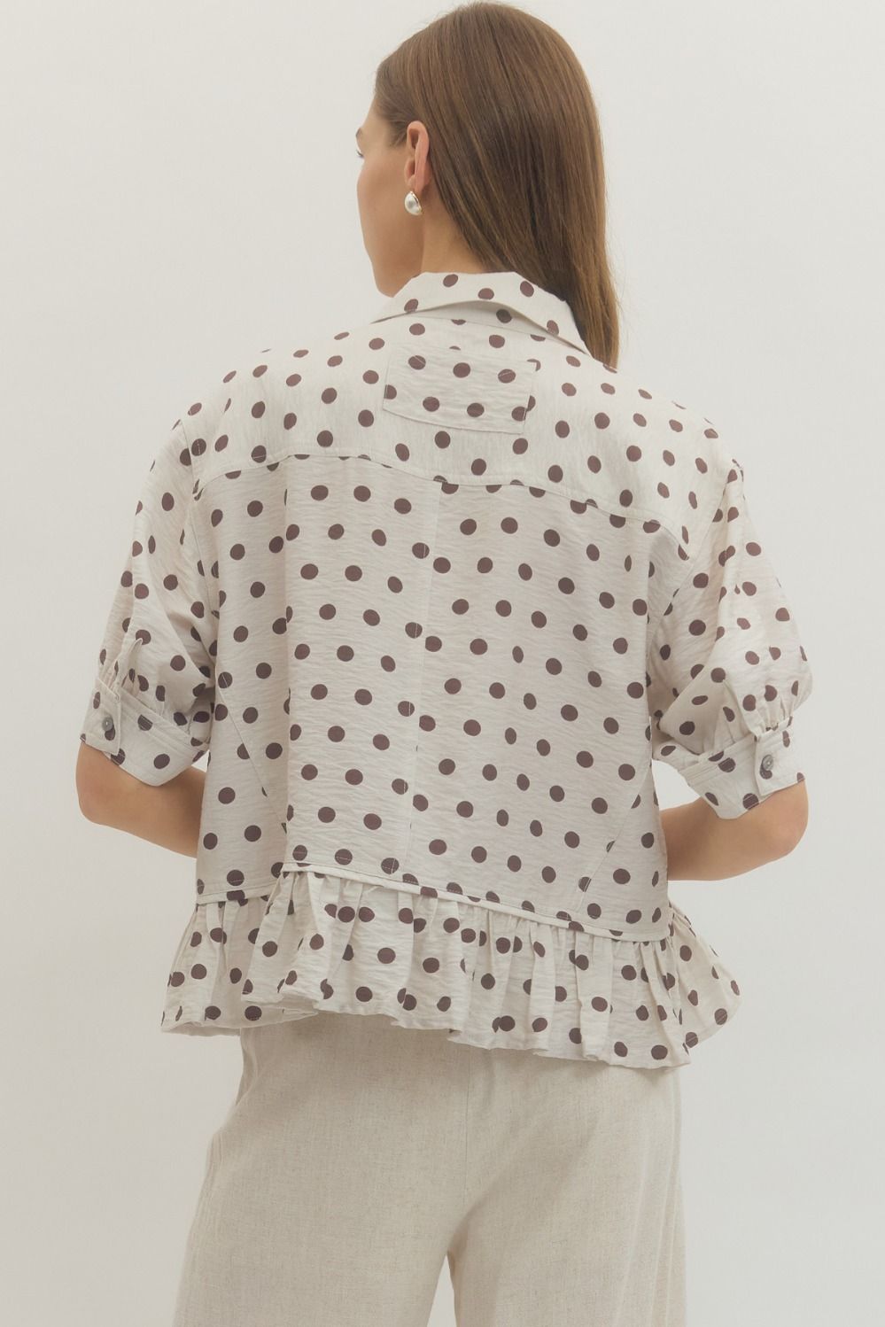 Entro Cream & Chocolate Polka Dot Top