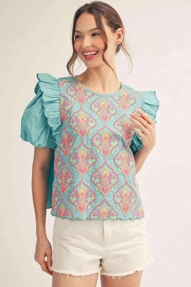 Turquoise/Pink top
