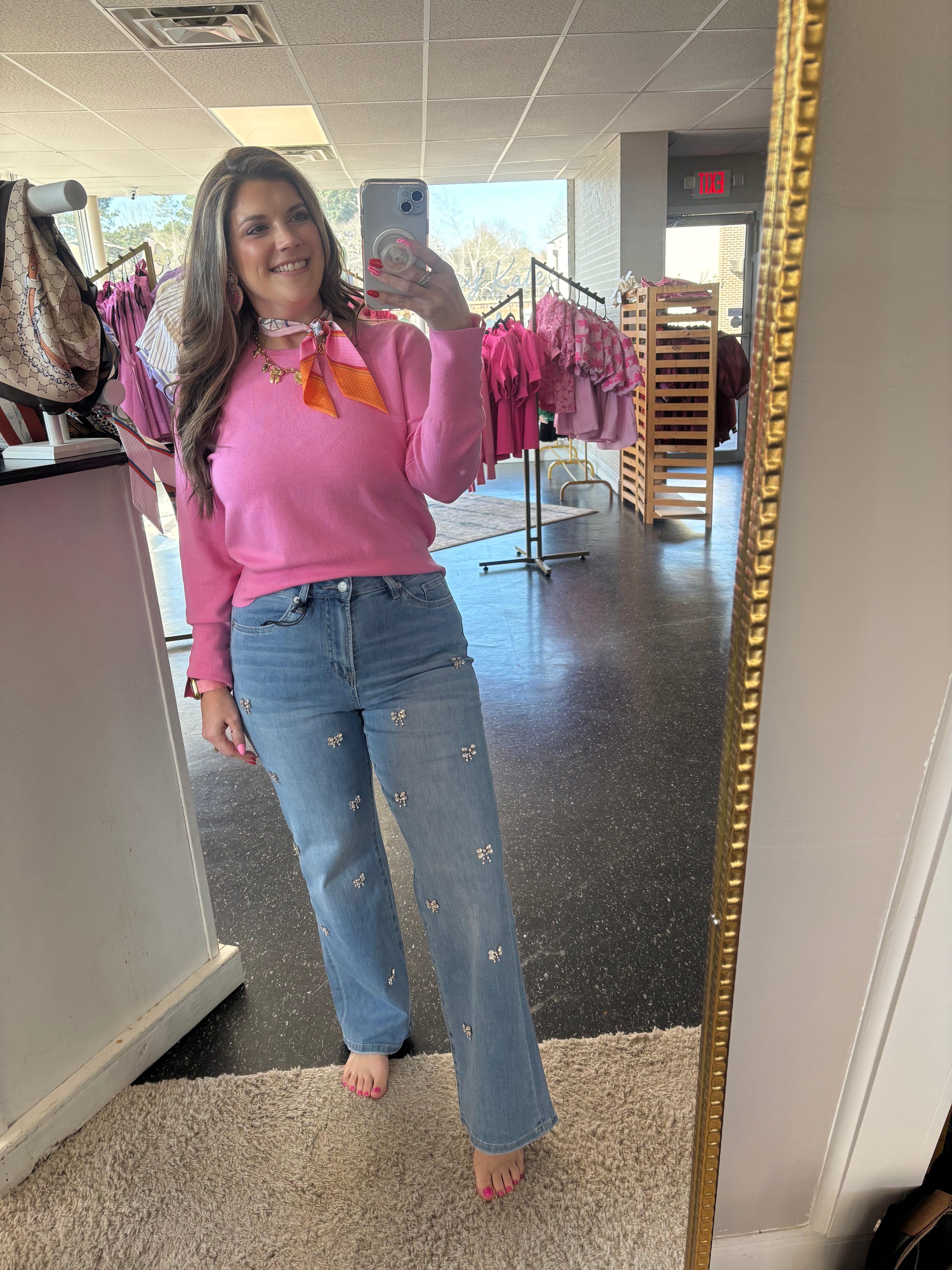 Sparkle bow jeans