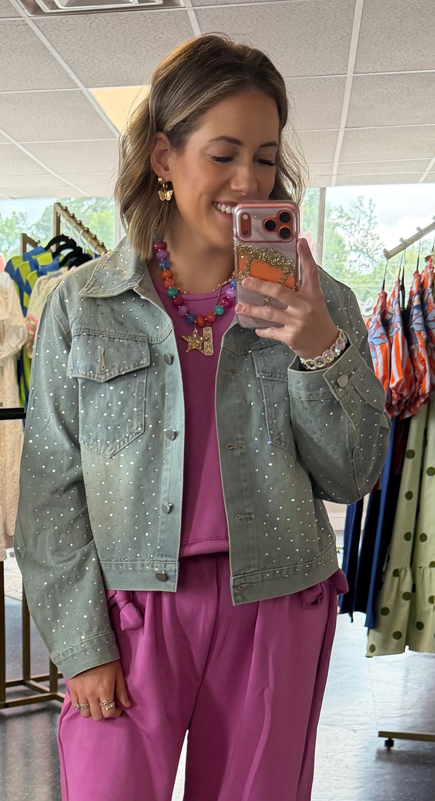 Denim Rhinestone Jacket
