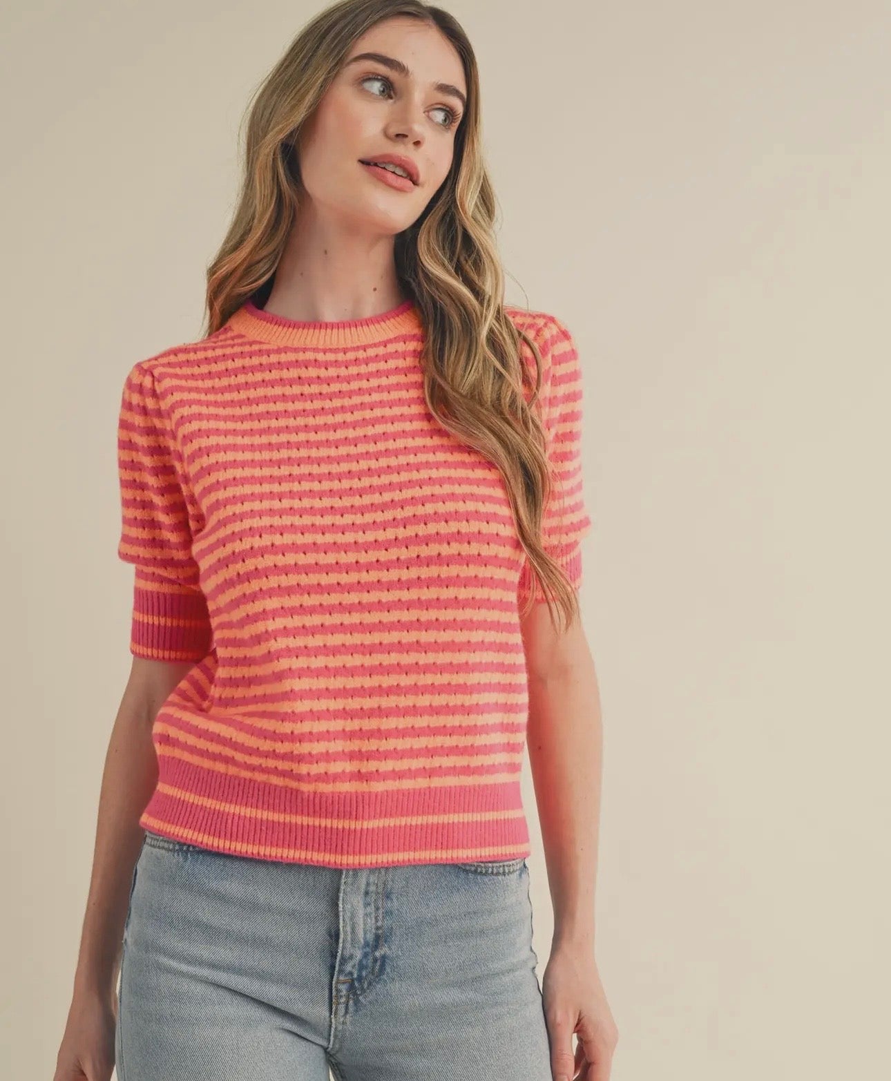 Orange and Pink stripe sweater