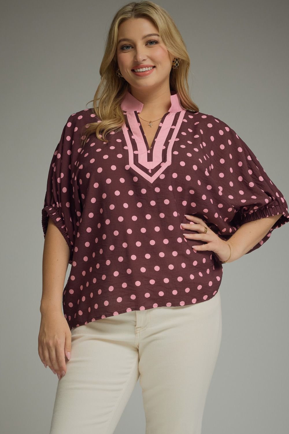 Curvy polka dot top