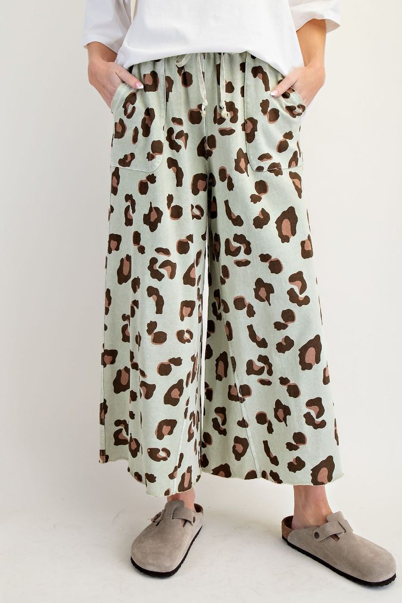Easel mint leopard pants