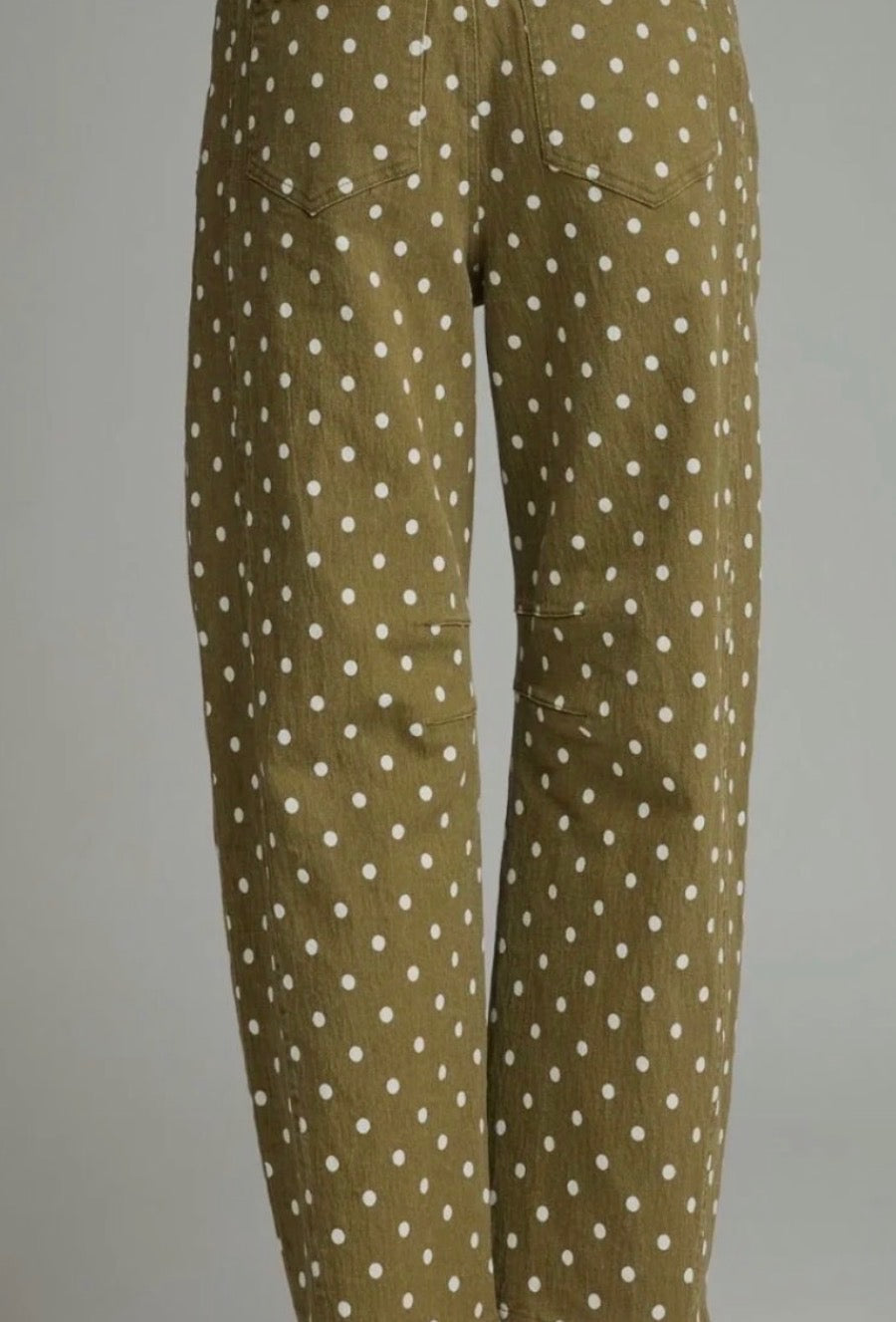 Entro olive and white polka dot jeans