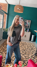 Black and gray cropped tee