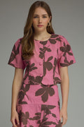 Pink and brown flower entro top