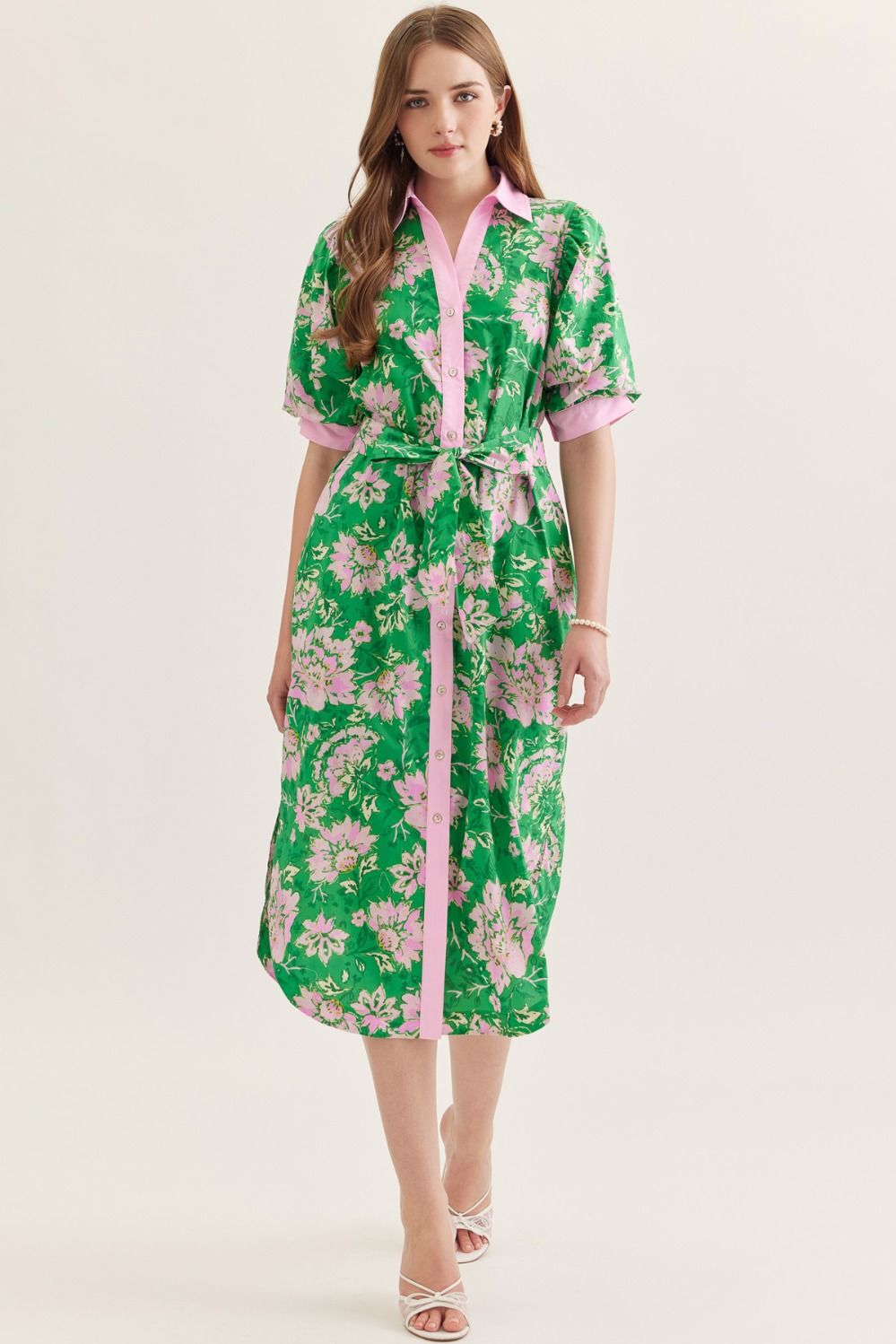 Entro Green/Pink Floral Dress