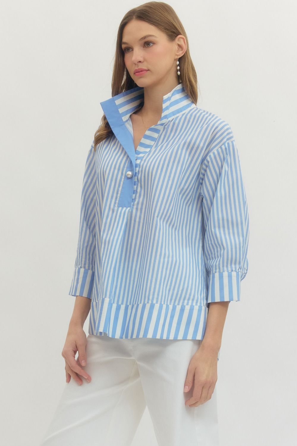Blue Stripe with pearl curvy