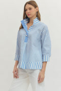 Blue Stripe with pearl curvy