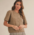 Mocha short sleeve puff sweater