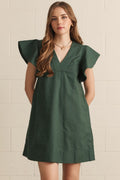 Entro butterfly sleeve hunter green dress