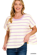 Purple zenana stripe sweat shirt