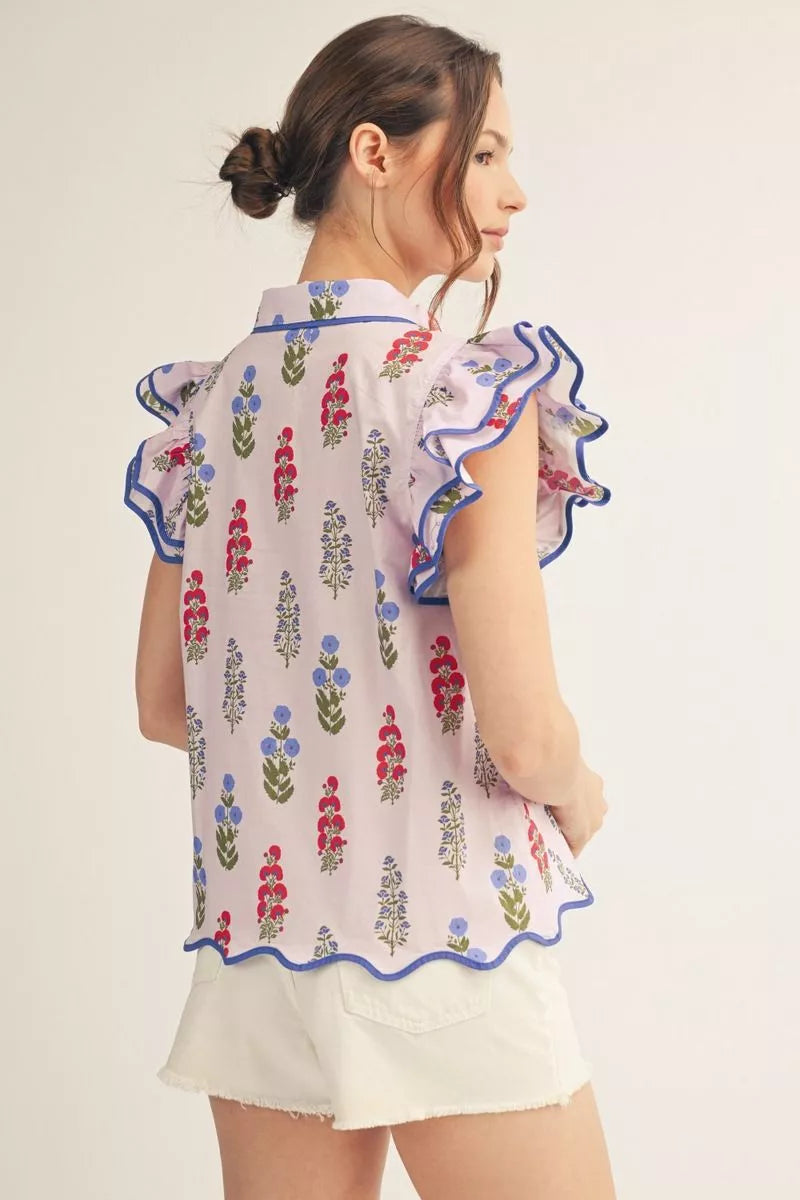 Blue/Floral Top