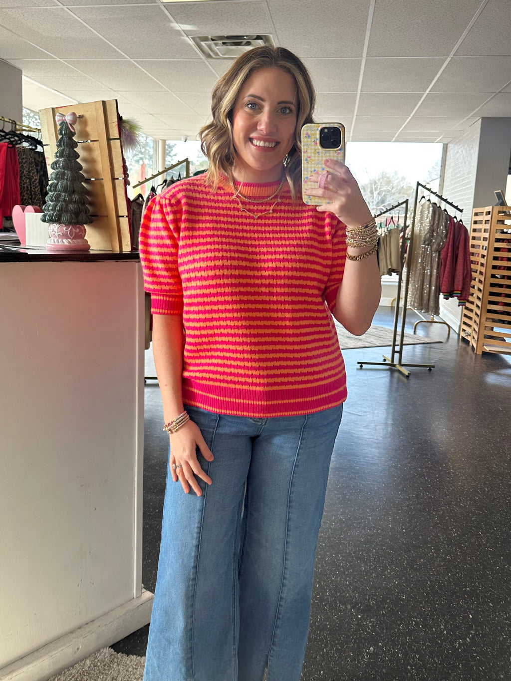 Orange and Pink stripe sweater