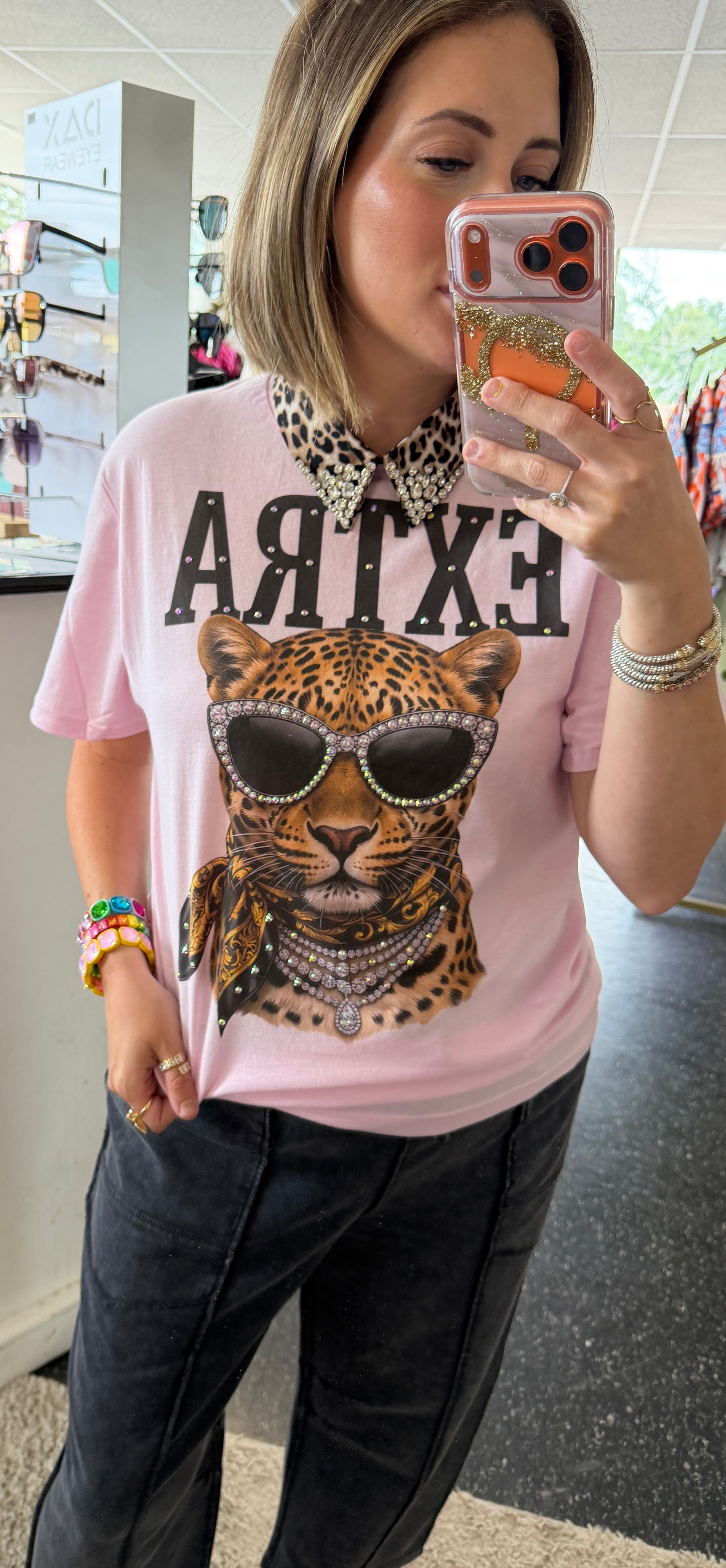 Rhinestone extra pink tee