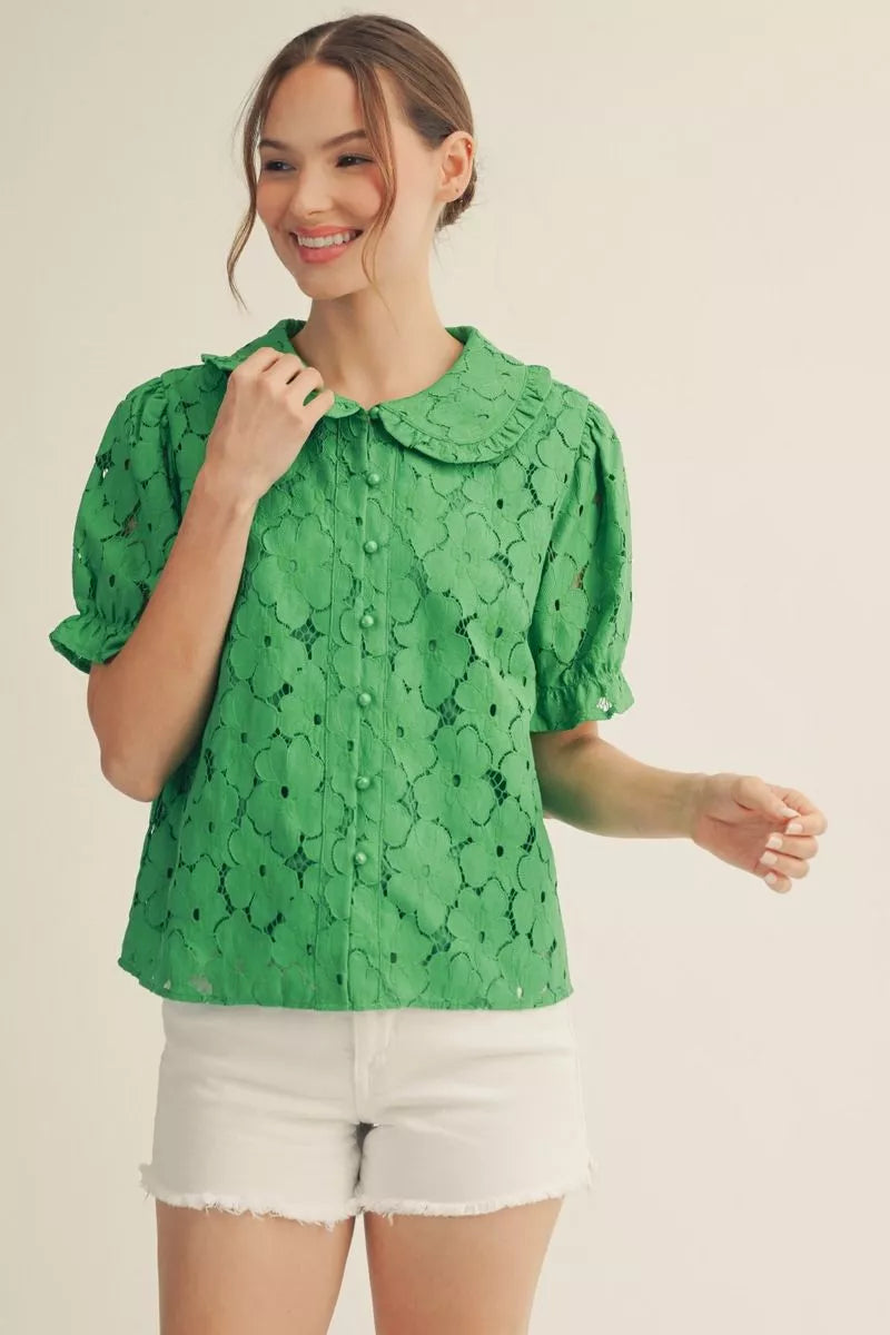 Green Lace Top