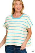 Mint stripe zenana sweatshirt
