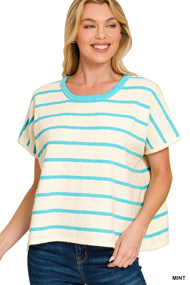 Mint stripe zenana sweatshirt
