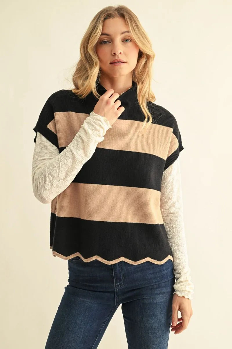 Black and tan striped Jodifl sweater