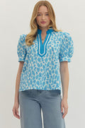 Blue leopard curvy top