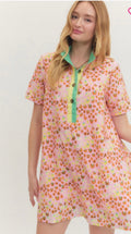 Blush pink and green dress with flower
