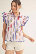 Blue/Floral Top