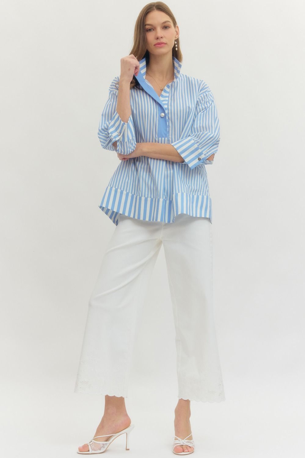 Blue Stripe with pearl curvy