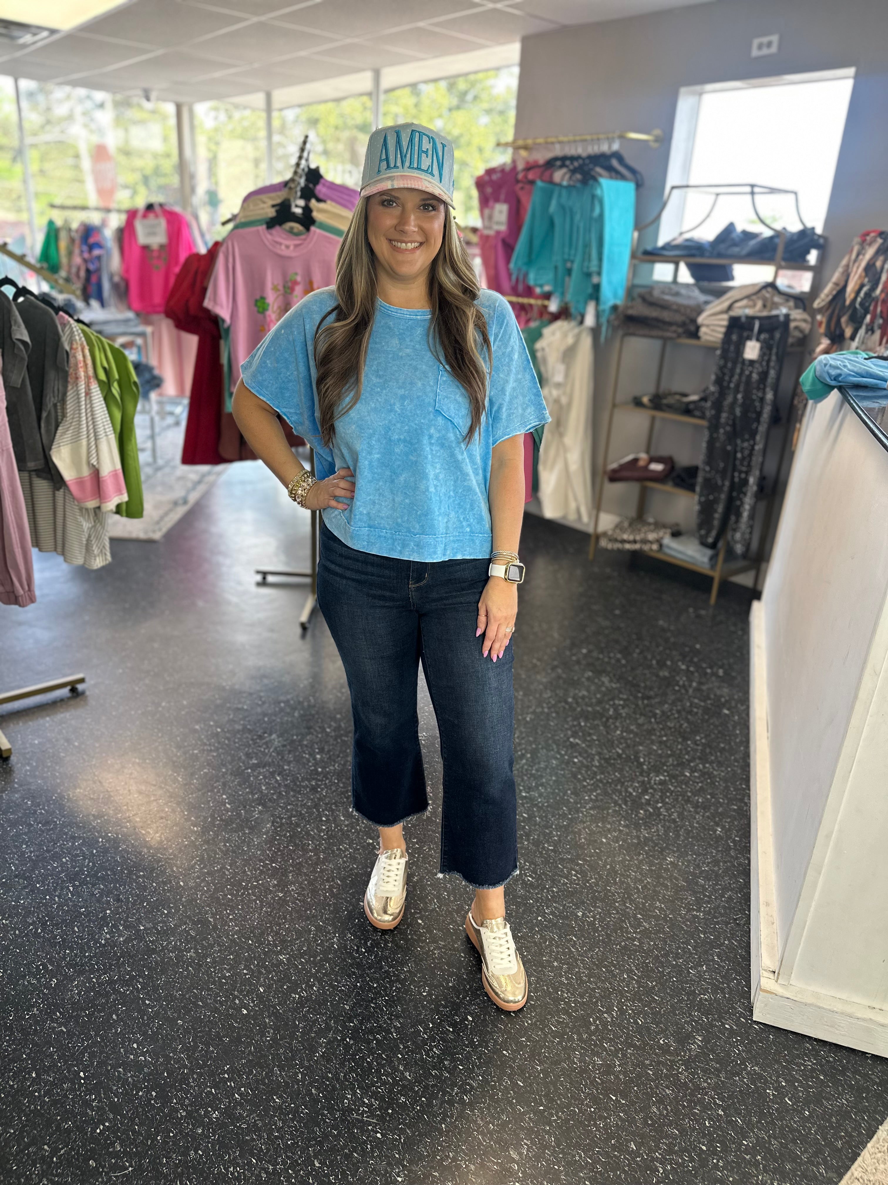 Zenana Blue Pocket tee