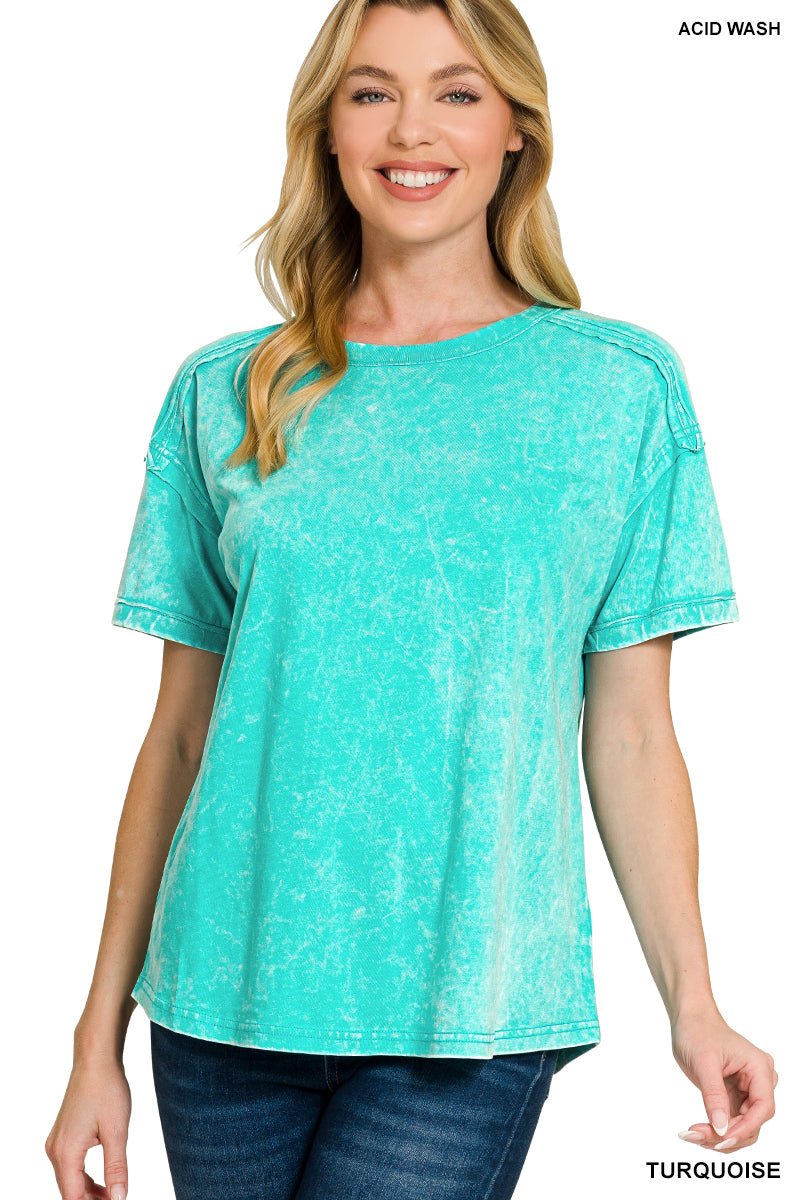 Turquoise zenana round neck T-shirt