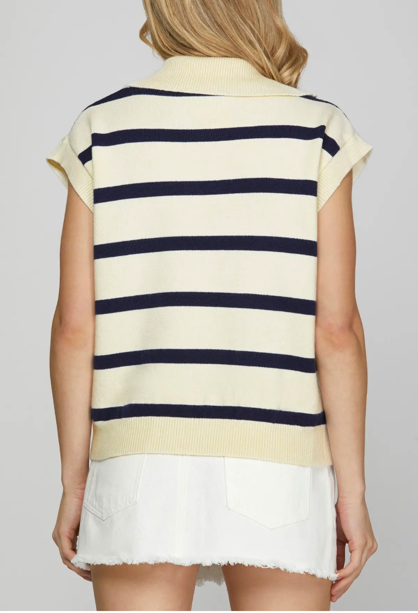 Stripe Sweater with Collar