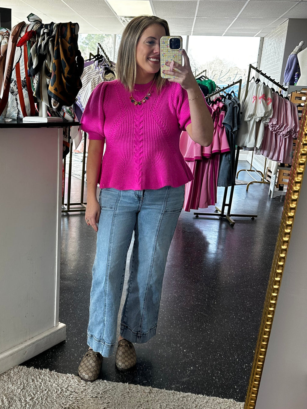 Pink Short sleeve sweater