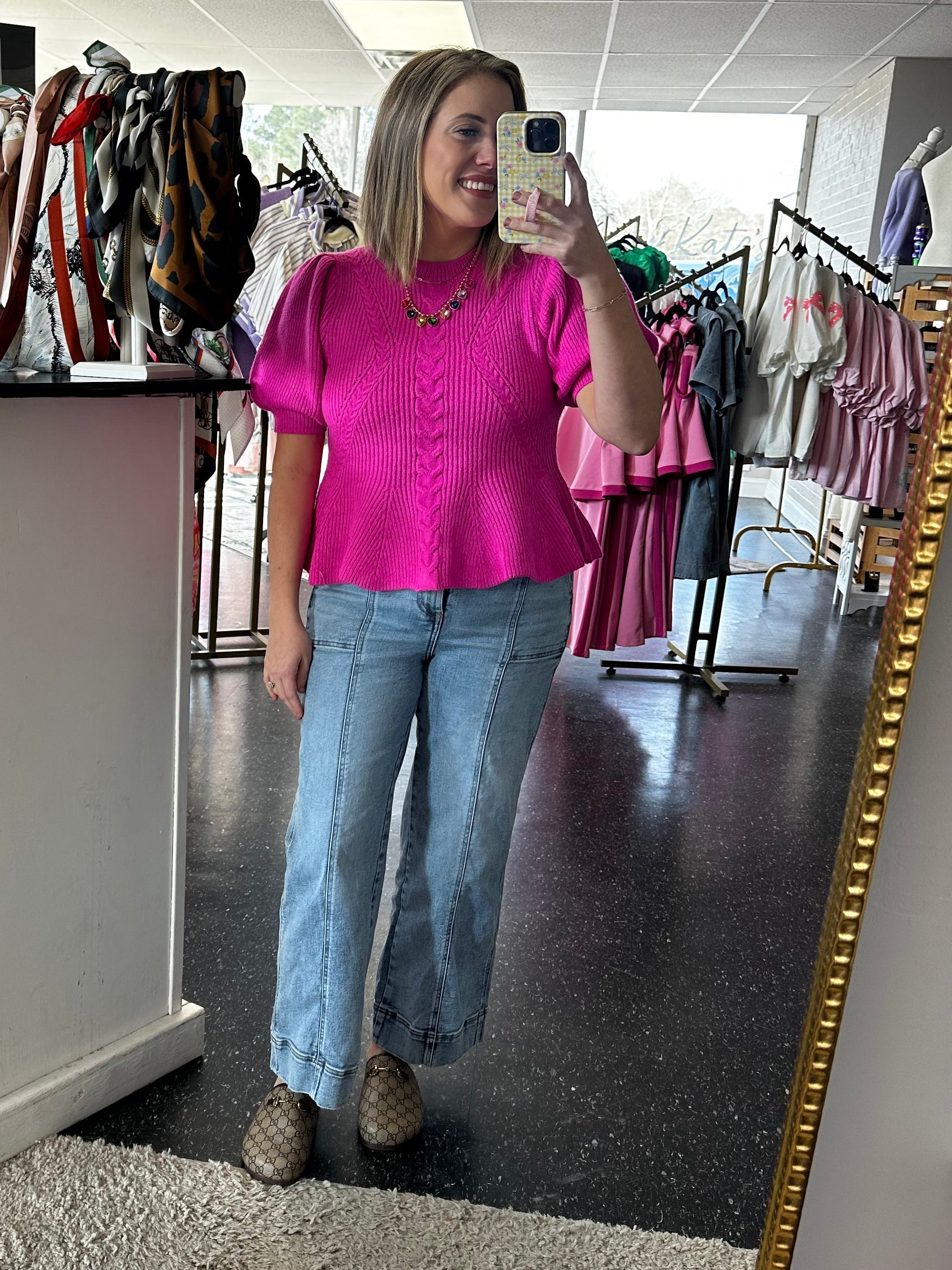 Pink Short sleeve sweater
