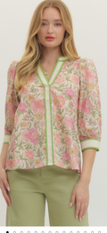 Green floral with stripes