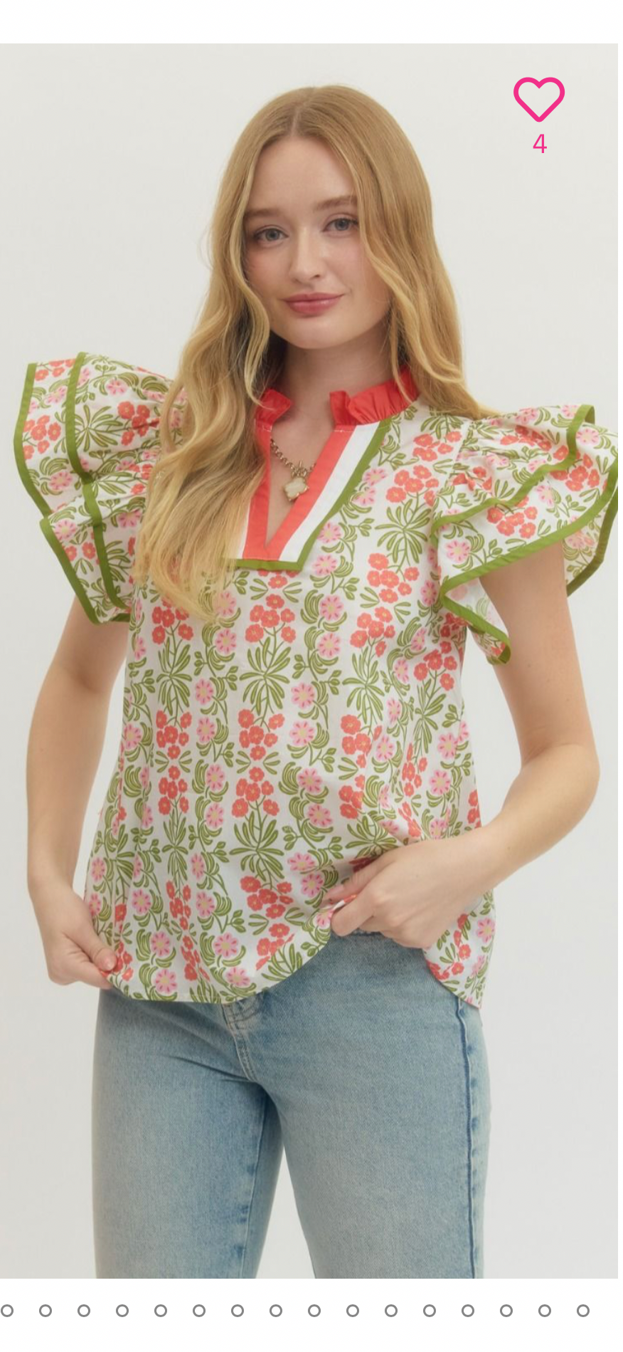 Floral red and green top