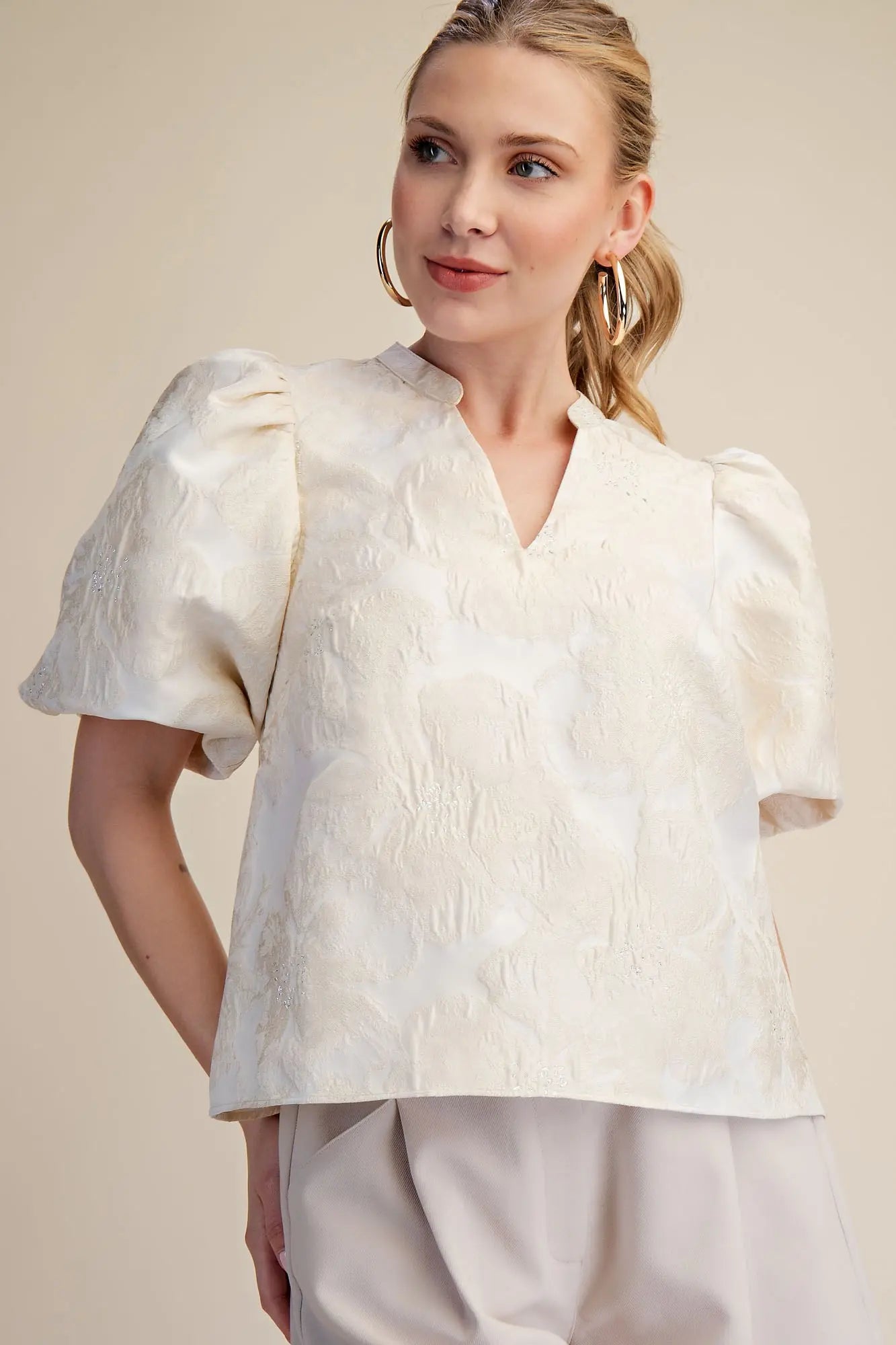 Cream Glam Top