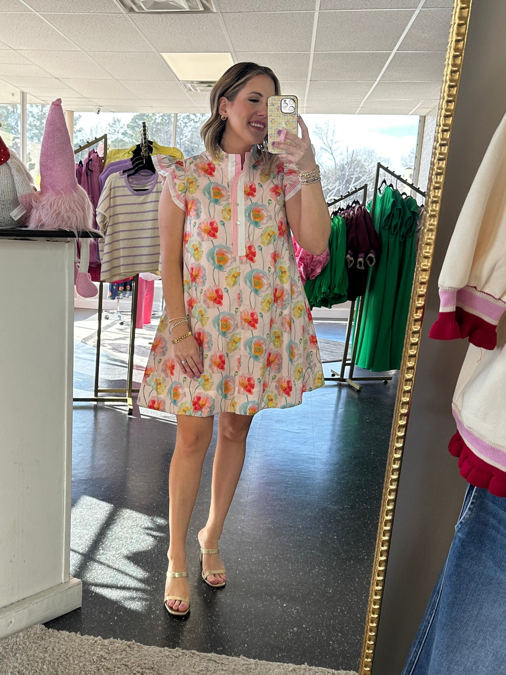 Floral butterfly sleeve dress
