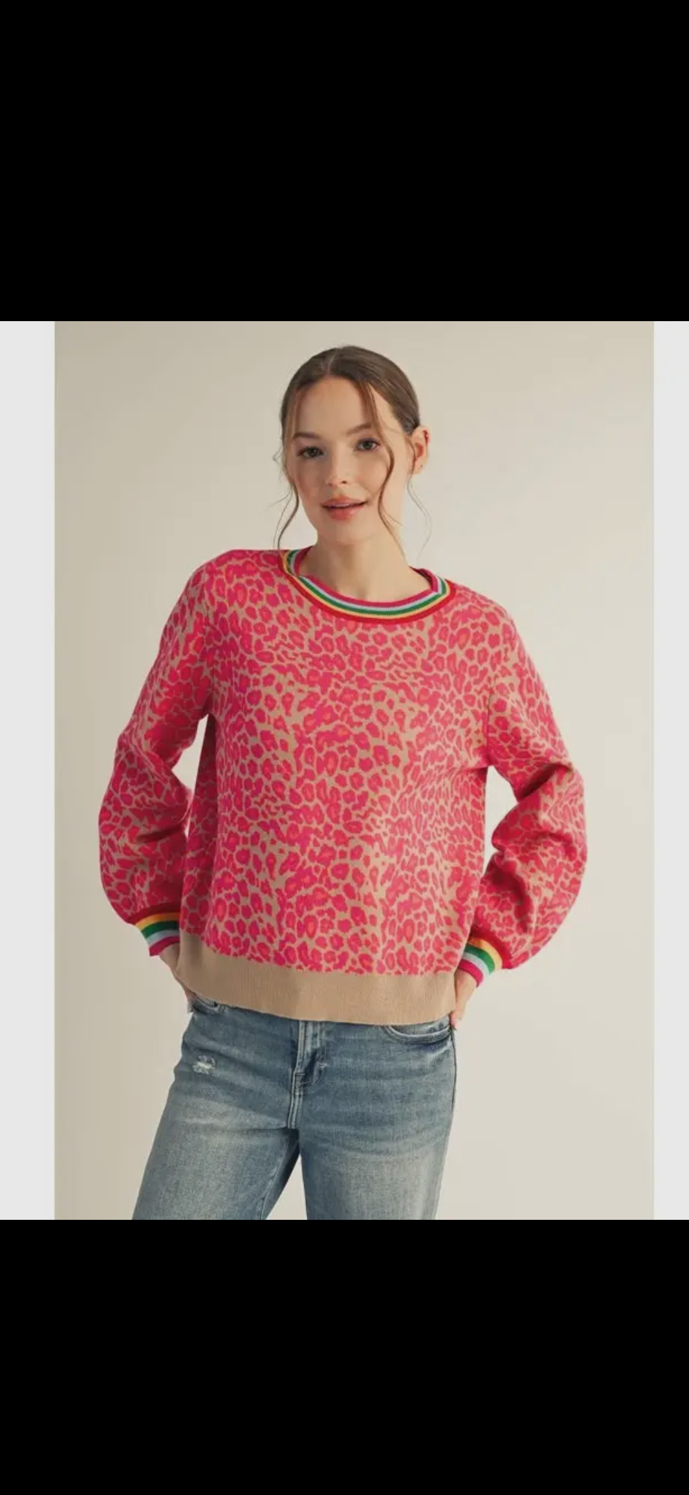 Pink leopard sweater
