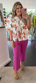 Olivaceous White floral top