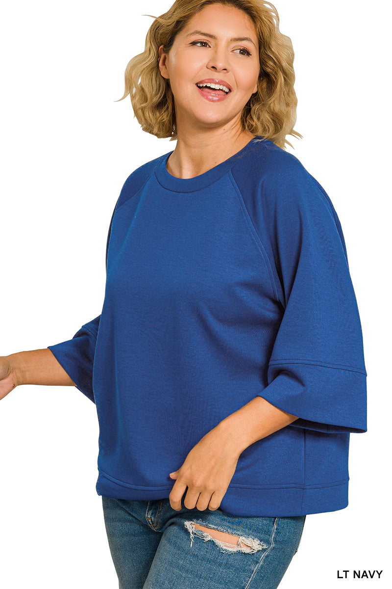 Zenana navy blue 3/4 sleeve tee