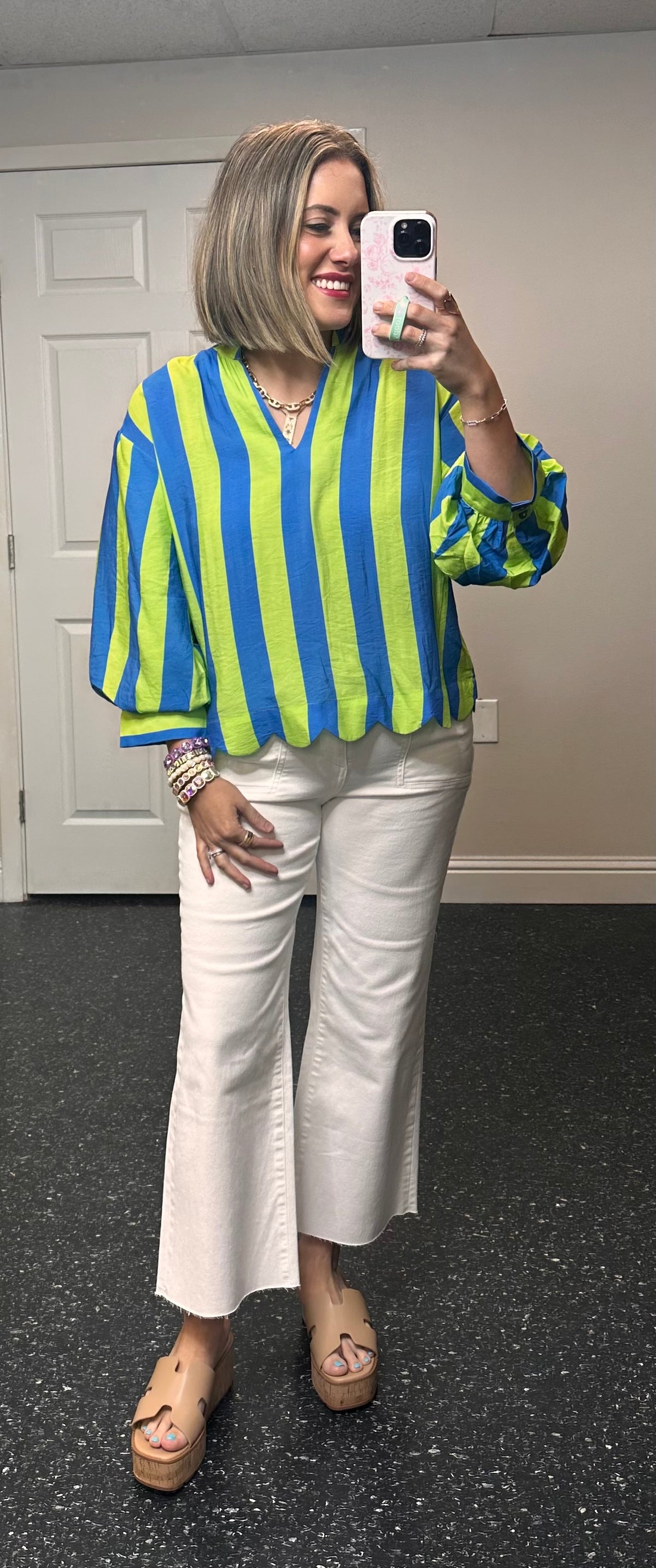 Entro Lime/Blue Scallop Top