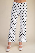 Glam White pant with black Polka dots