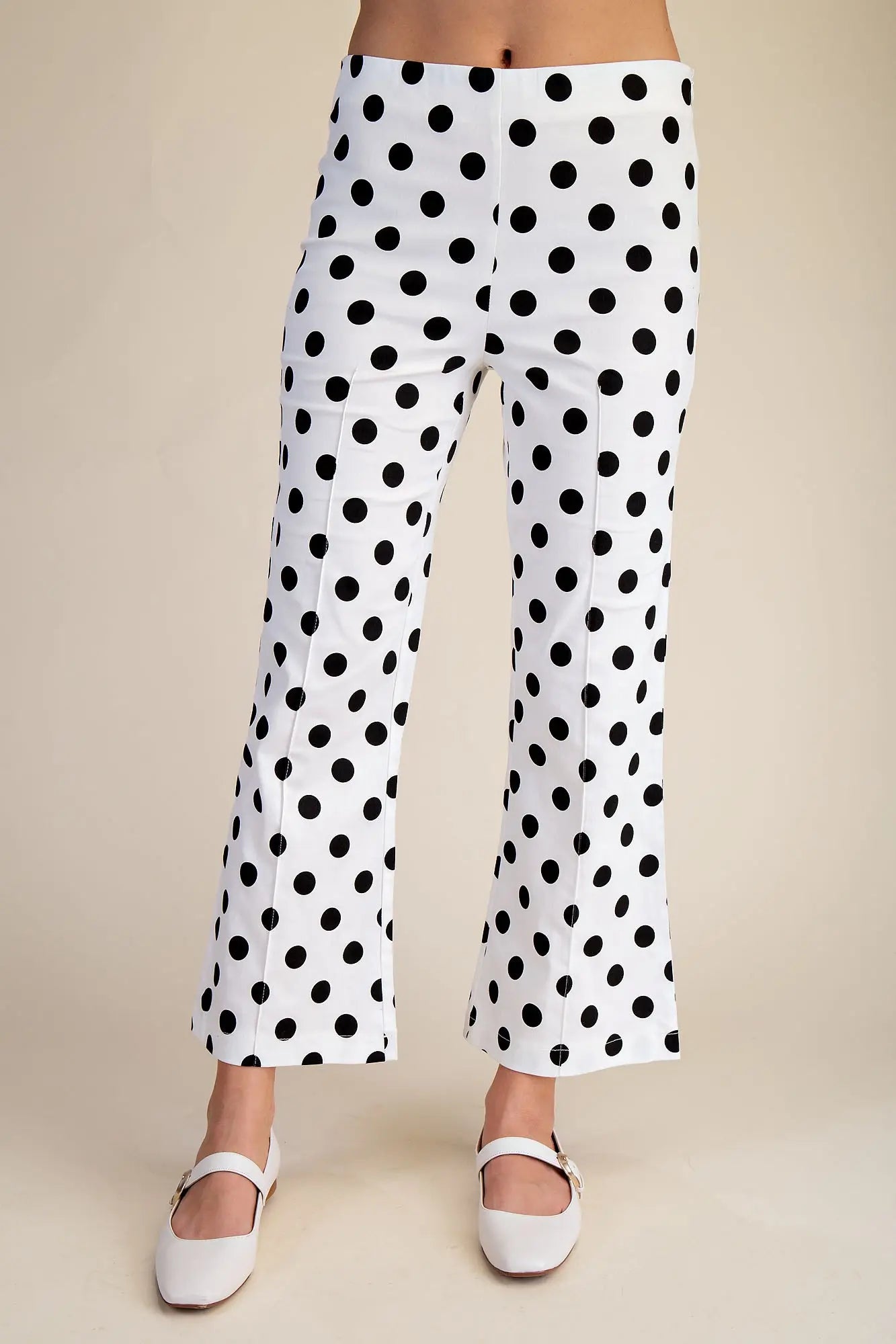 Glam White pant with black Polka dots