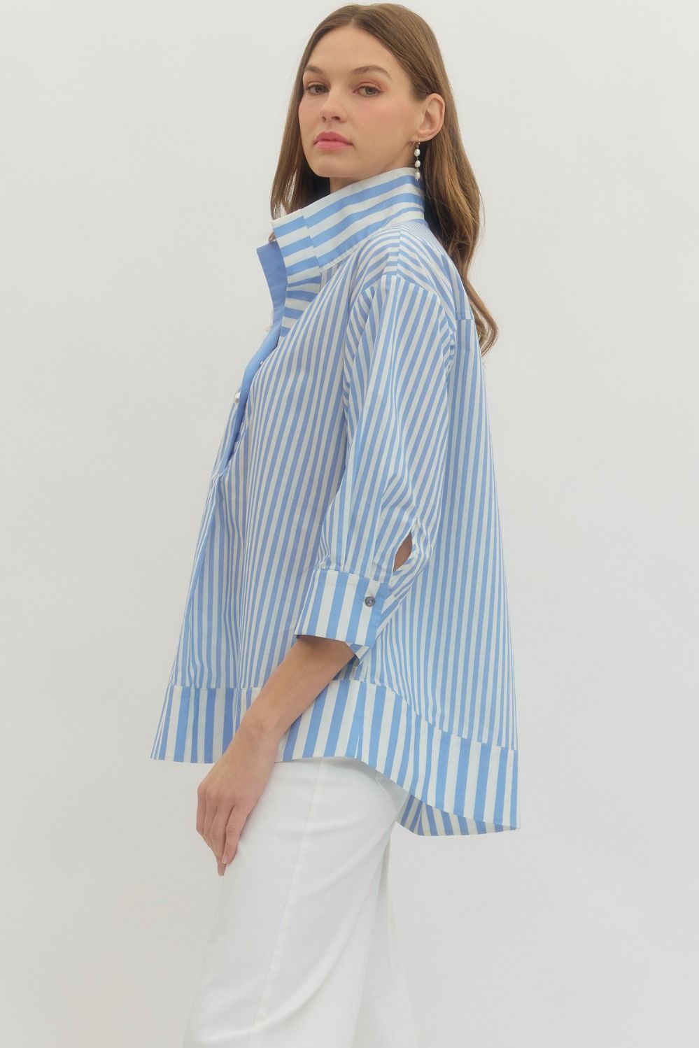 Blue Stripe with pearl curvy