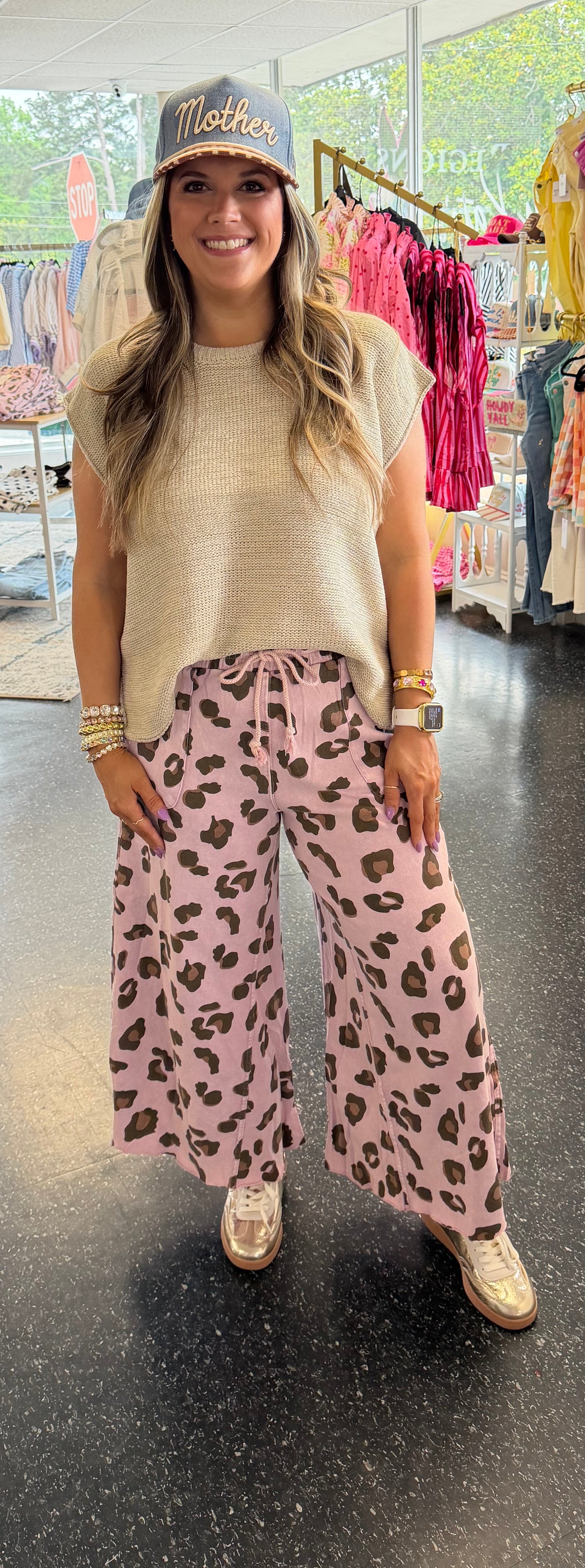 Easel Leopard lavender pants