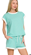 Turquoise stripe set