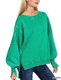 Distressed green sweatshirt