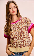 Leopard Pink/red trim