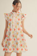 Floral butterfly sleeve dress