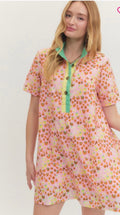 Floral dress with green collar